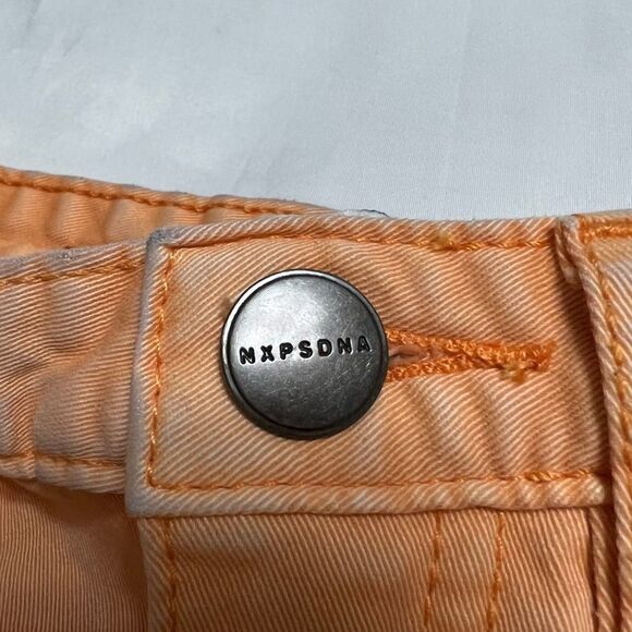 NXP Nena and Pasadena Orange Tangerine Denim Jean Skirt Raw Hem Size Extra Small - Picture 11 of 15